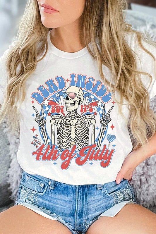 The802Gypsy shits and tops VINTAGE WHITE / S ❤️GYPSY FOX-Dead Inside 4th of July Graphic T Shirt