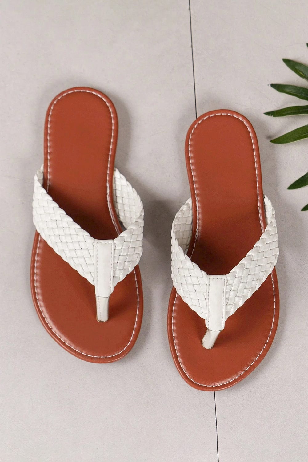 The802Gypsy  Shoes & Bags/Slippers TRAVELING GYPSY-White Braided Strap Flip Flop