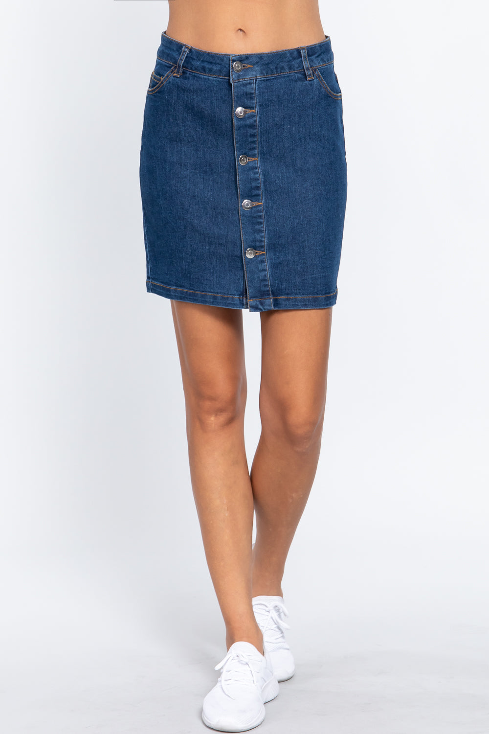 The802Gypsy  skirts S / denim ❤GYPSY LOVE-Buttoned Stretch Denim Mini Skirt
