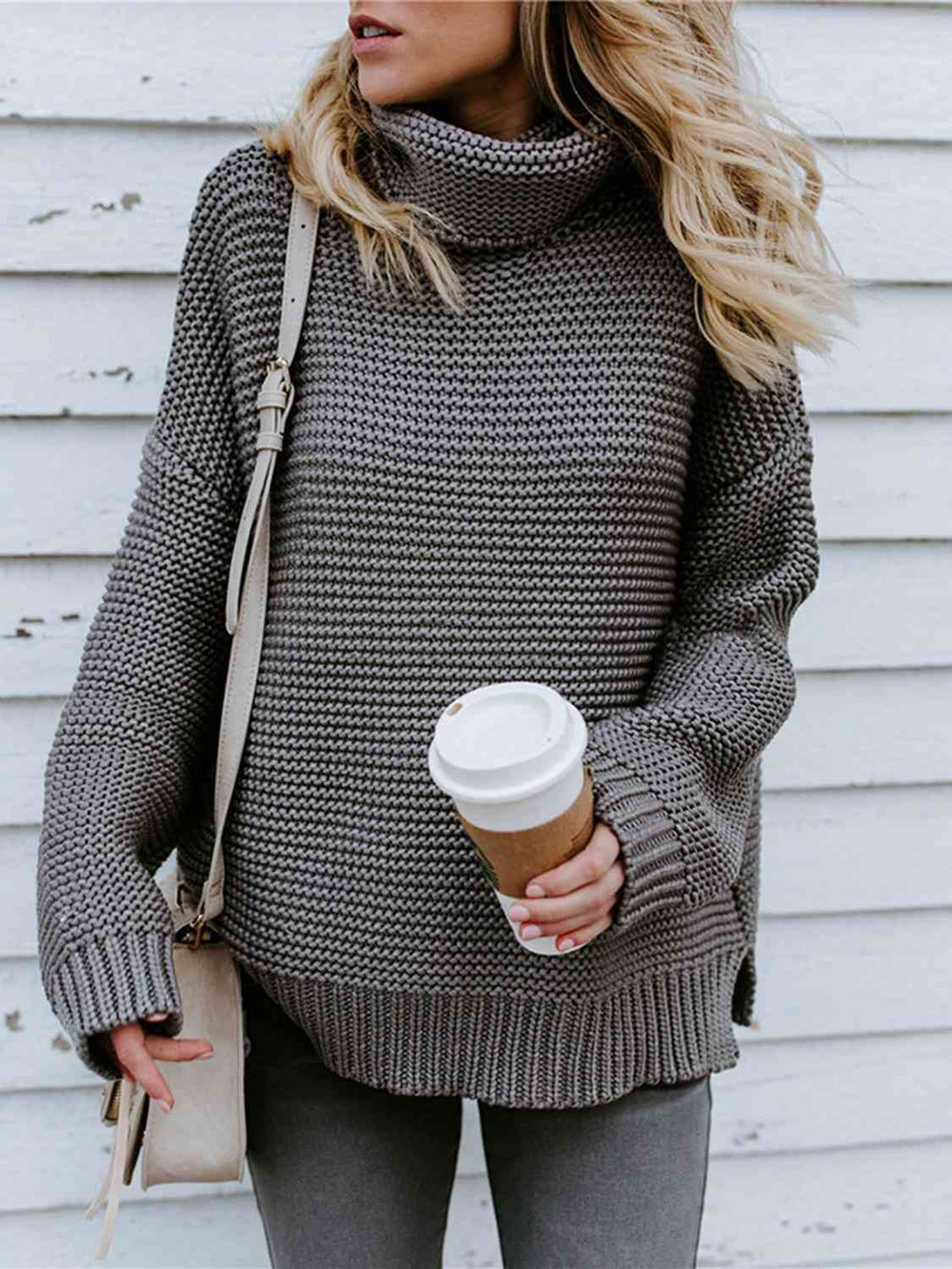 The802Gypsy sweater Charcoal / S GYPSY-Turtleneck Dropped Shoulder Sweater