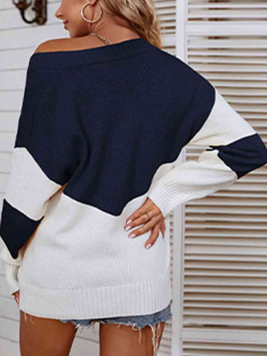 The802Gypsy sweater GYPSY-Colorblock V-Neck Sweater