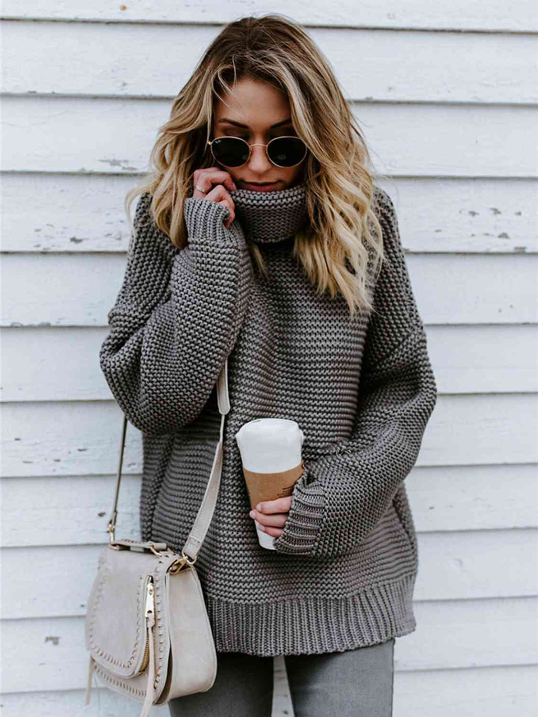 The802Gypsy sweater GYPSY-Turtleneck Dropped Shoulder Sweater