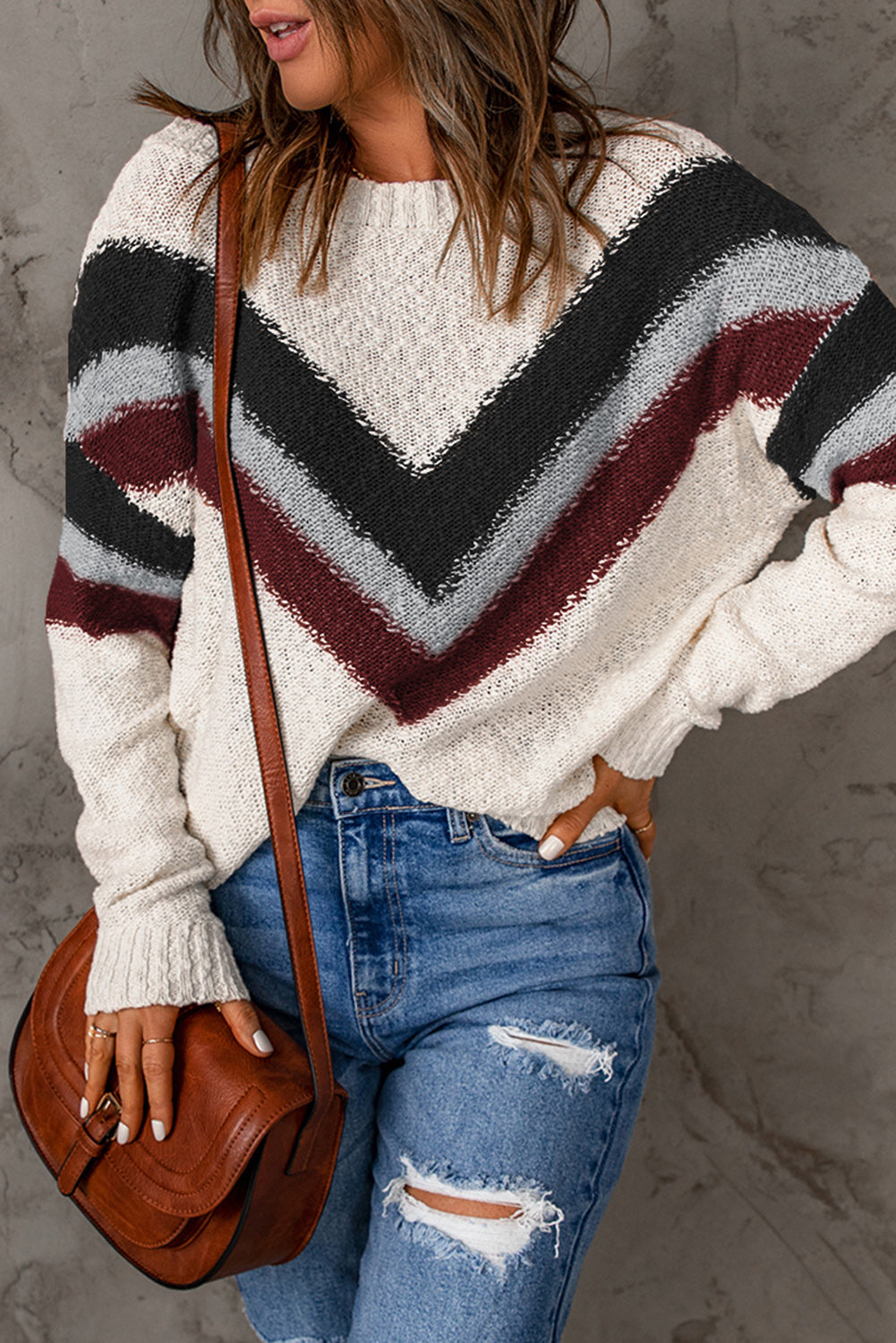 The802Gypsy  sweaters Black / S / 100%Acrylic TRAVELING GYPSY-Chevron Striped Sweater