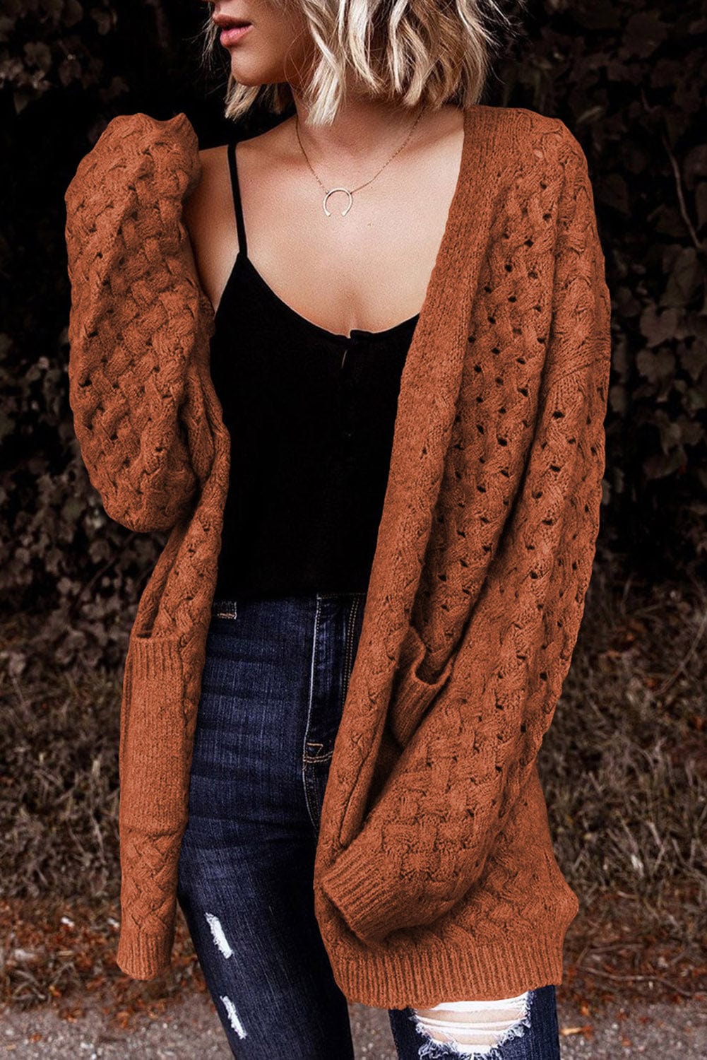 The802Gypsy  sweaters Brown / S TRAVELING GYPSY-Side Pockets Oversized Cardigan