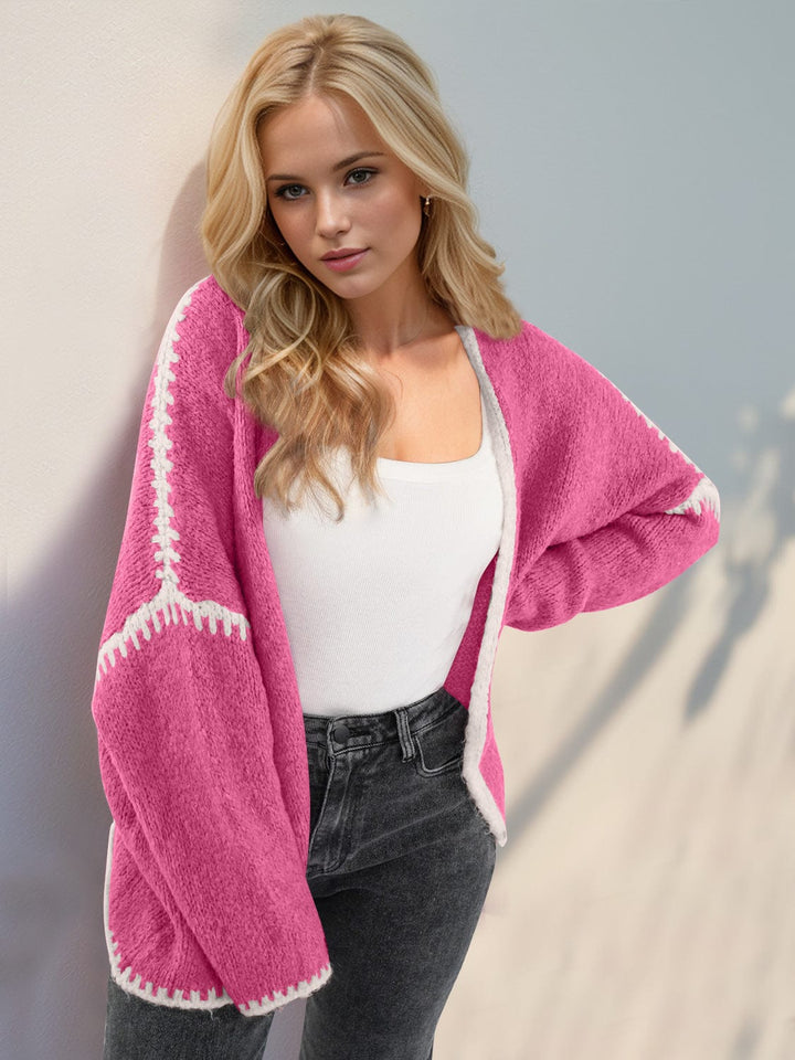 The802Gypsy Sweaters & Cardigans/Cardigans Hot Pink / S GYPSY-Double Take-Contrast Cardigan