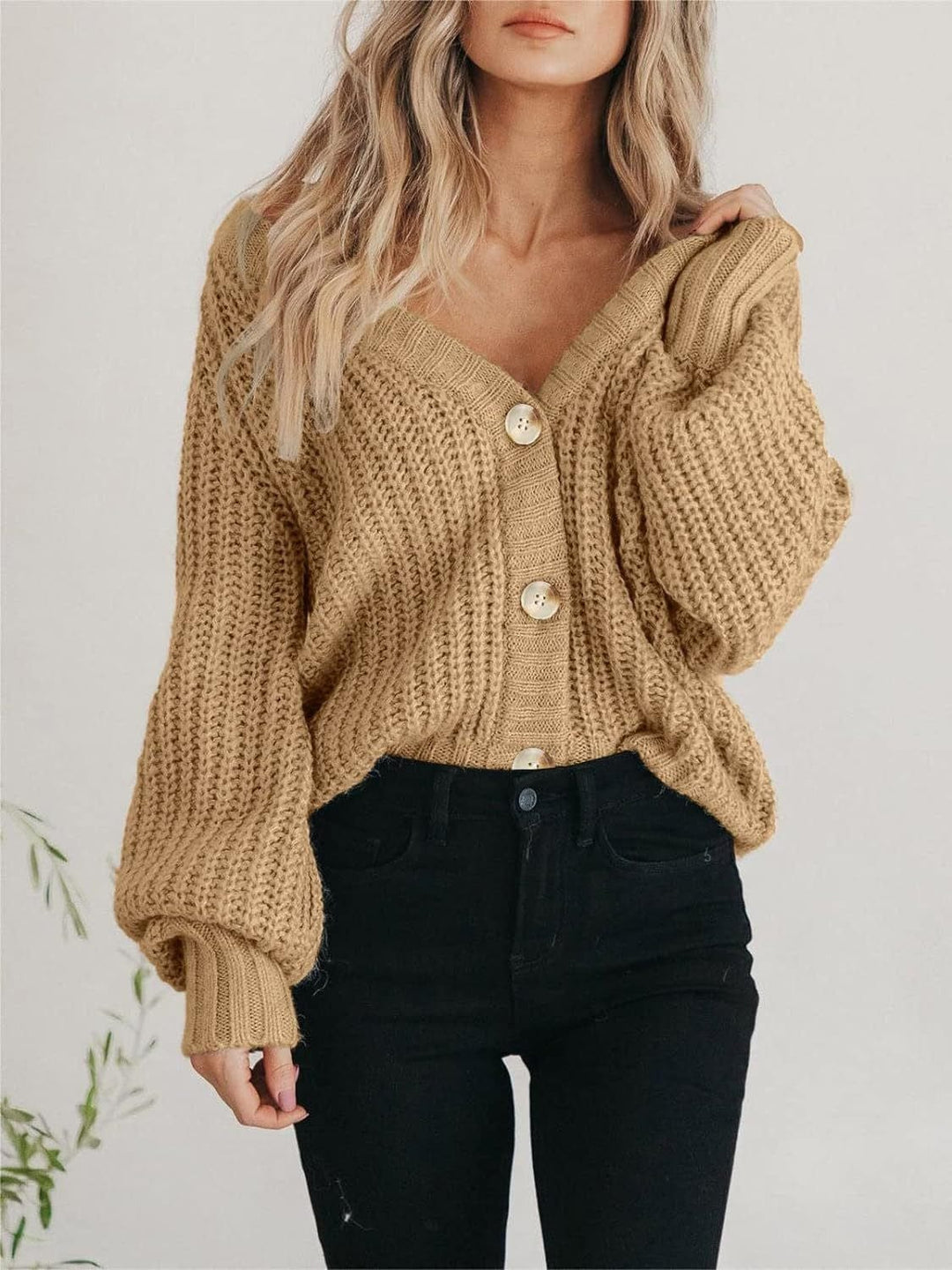 The802Gypsy Sweaters & Cardigans/Sweater Dark Tan / S GYPSY-Button Up Cardigan