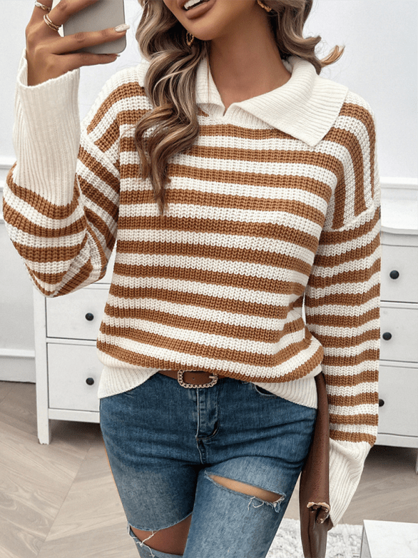 The802Gypsy Sweaters & Cardigans/Sweater GYPSY GIRL-Lapel Striped Sweater