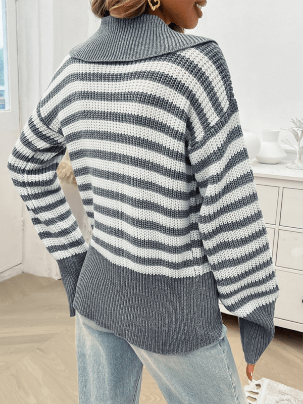 The802Gypsy Sweaters & Cardigans/Sweater GYPSY GIRL-Lapel Striped Sweater