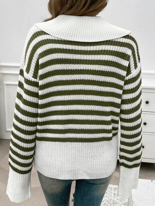 The802Gypsy Sweaters & Cardigans/Sweater GYPSY GIRL-Lapel Striped Sweater