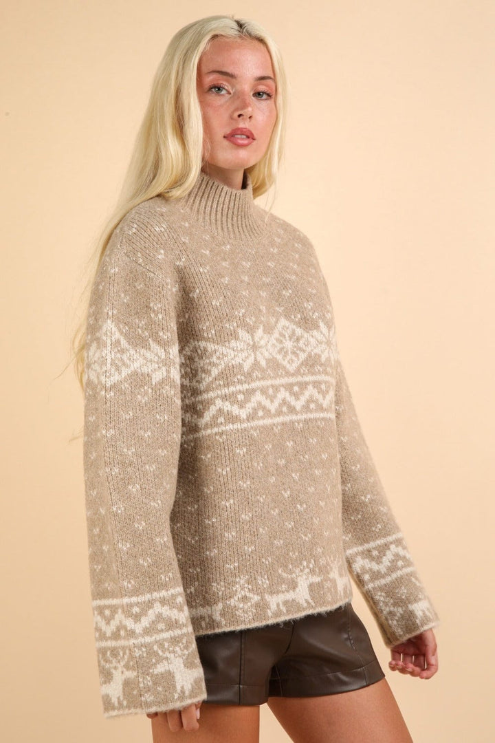 The802Gypsy Sweaters & Cardigans/Sweater ❤️GYPSY-VERY J-Christmas Element Mock Neck Long Sleeve Sweater