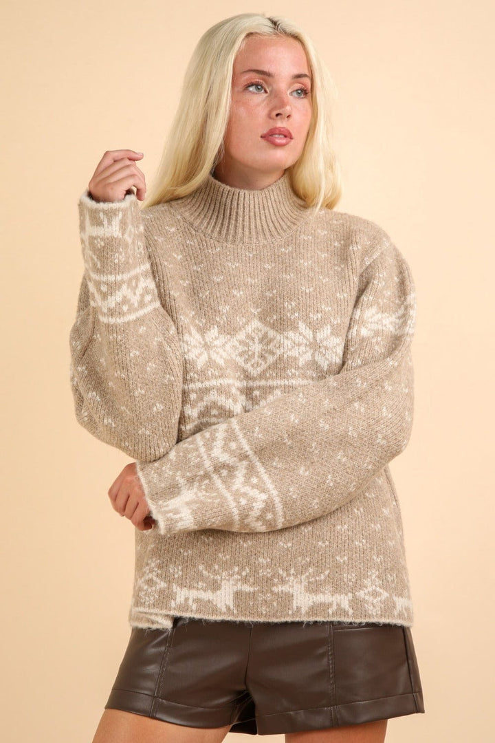 The802Gypsy Sweaters & Cardigans/Sweater ❤️GYPSY-VERY J-Christmas Element Mock Neck Long Sleeve Sweater