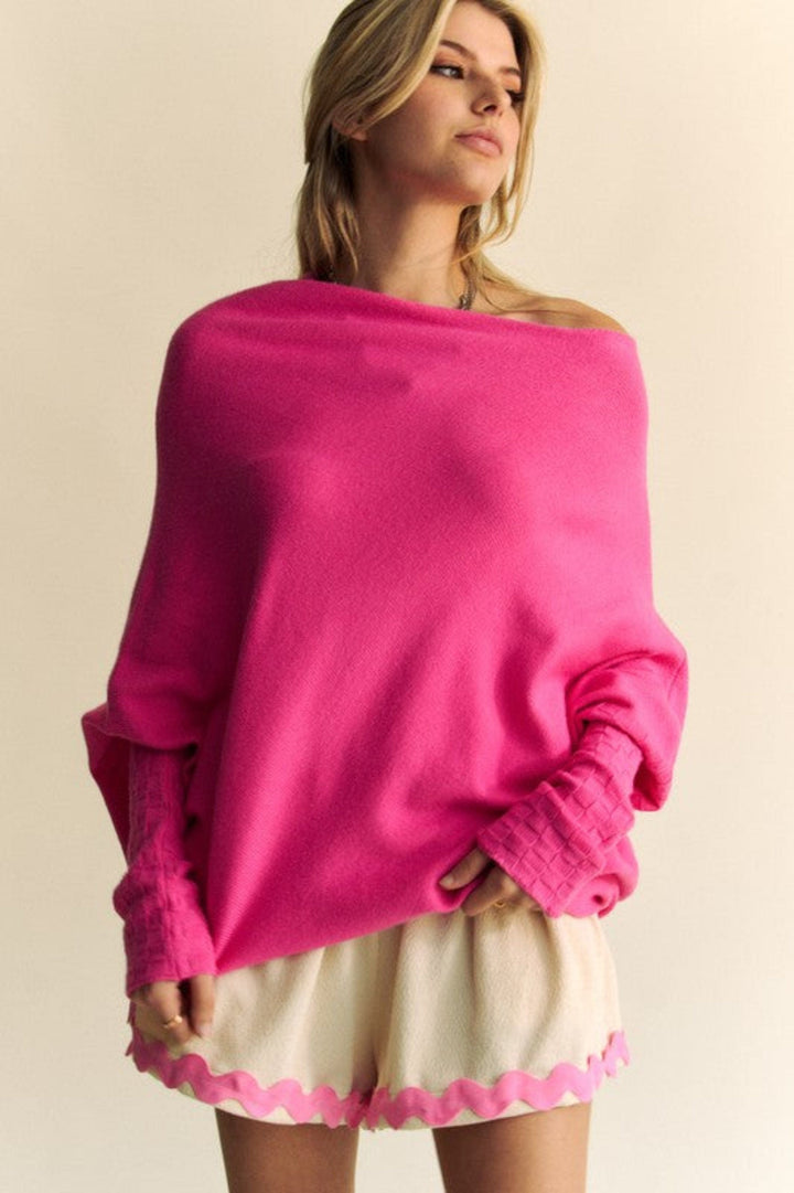 The802Gypsy Sweaters & Cardigans/Sweater Hot Pink / S ❤️GYPSY-Davi & Dani-Batwing Sleeve Sweater