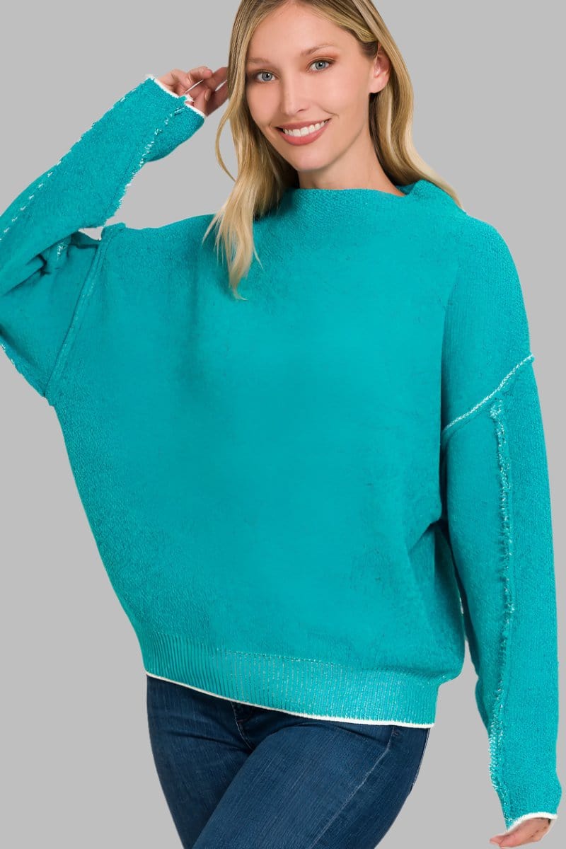 The802Gypsy Sweaters & Cardigans/Sweater Lt Teal / S/M ❤️GYPSY-Zenana-Exposed Seam Sweater