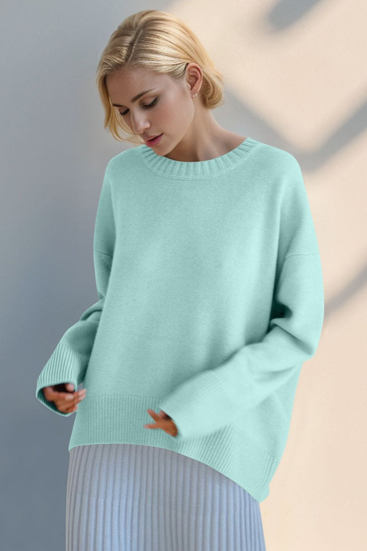 The802Gypsy Sweaters & Cardigans/Sweater Tiffany Blue / One Size GYPSY-Basic BAE-Round Neck Sweet Sweater