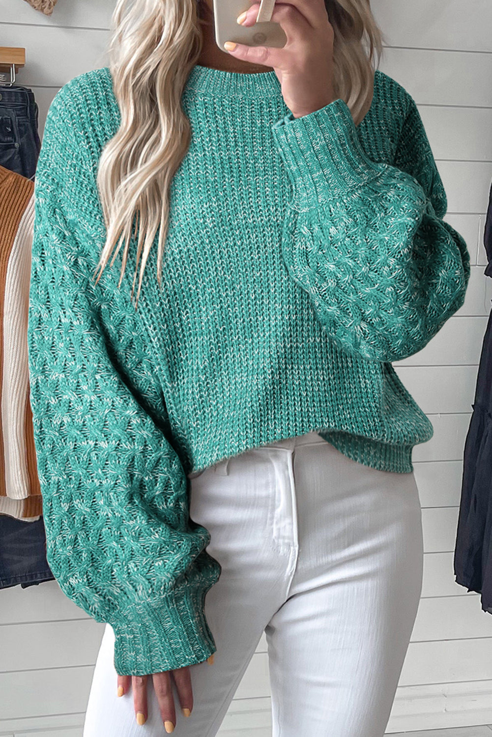 The802Gypsy  sweaters Sea Green / S / 100%Acrylic TRAVELING GYPSY-Cable Knit Sweater