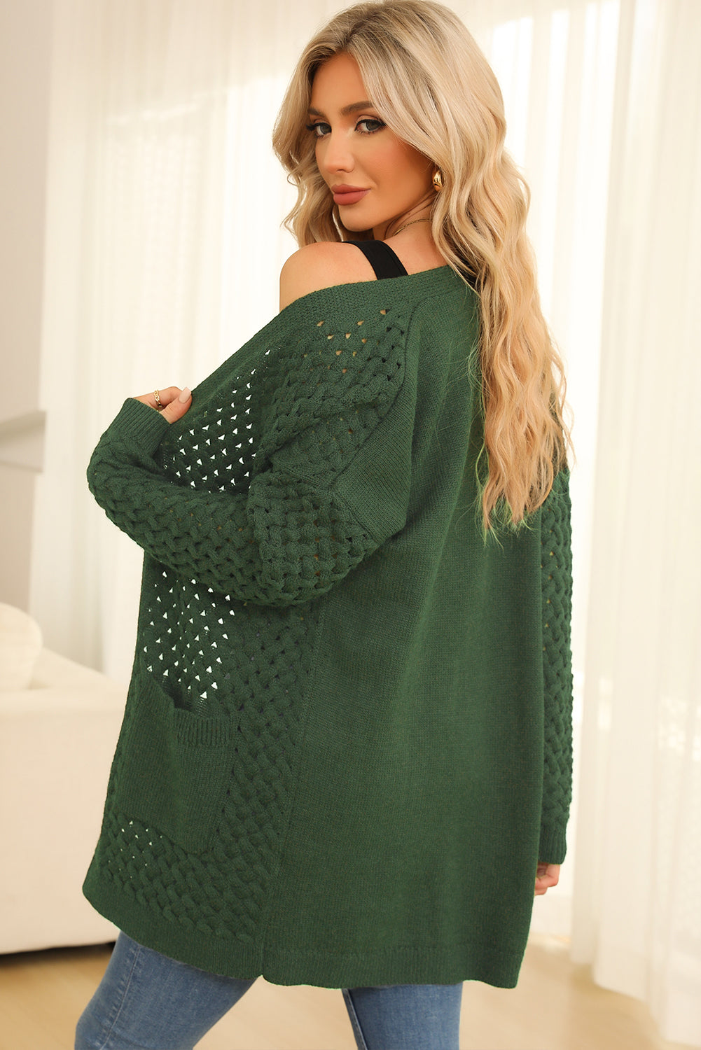 The802Gypsy  sweaters TRAVELING GYPSY-Knit Side Pockets Oversized Cardigan