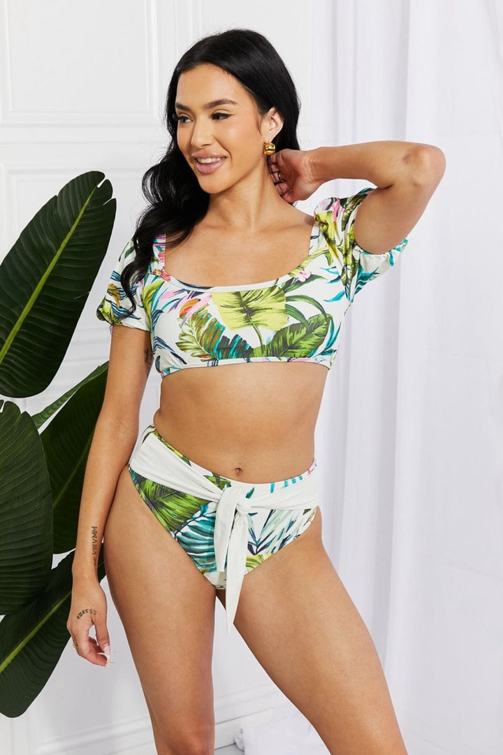 The802Gypsy Swimwear Cream / S ❤️GYPSY-Marina West Swim-Vacay Ready Puff Sleeve Bikini in Floral