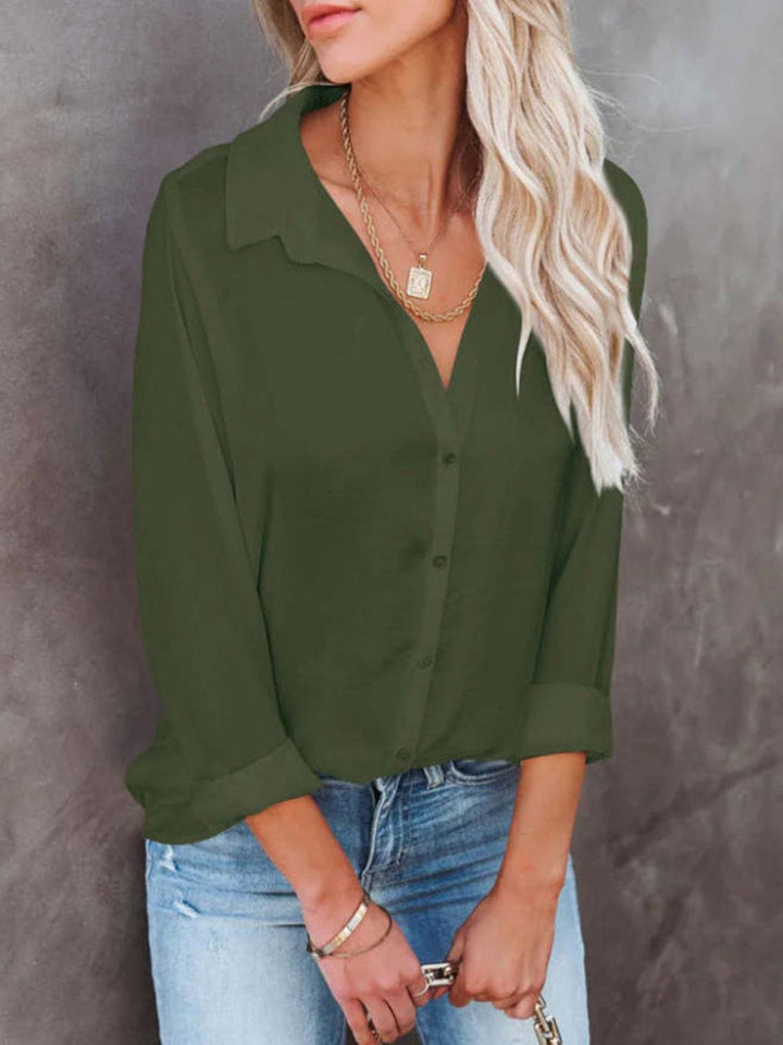 The802Gypsy Tops/Blouses & Shirts GYPSY-Button Down Collared Neck Long Sleeve Blouse