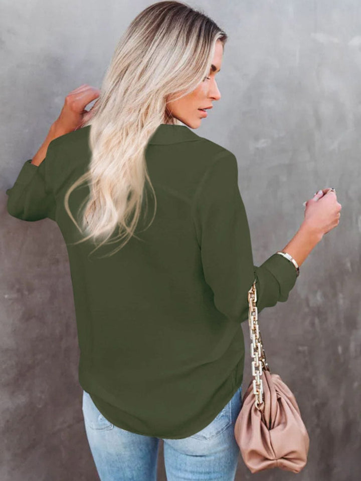 The802Gypsy Tops/Blouses & Shirts GYPSY-Button Down Collared Neck Long Sleeve Blouse