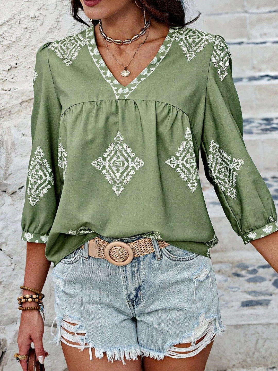 The802Gypsy Tops/Blouses & Shirts GYPSY-Fashionably Chic Three-Quarter Sleeve Blouse ⏹️