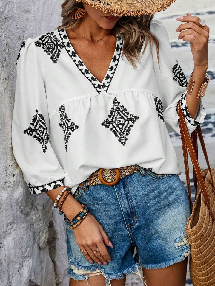 The802Gypsy Tops/Blouses & Shirts GYPSY-Fashionably Chic Three-Quarter Sleeve Blouse ⏹️