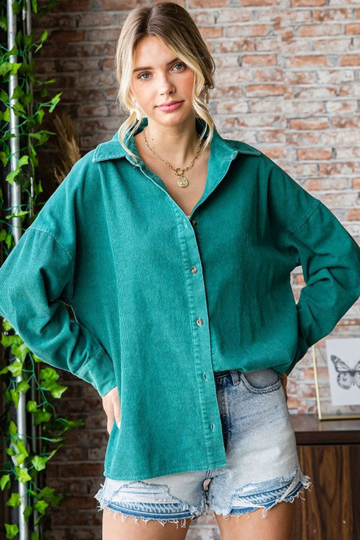 The802Gypsy Tops/Blouses & Shirts ❤️GYPSY-First Love-Washed Corduroy Button Down Long Sleeve Shirt