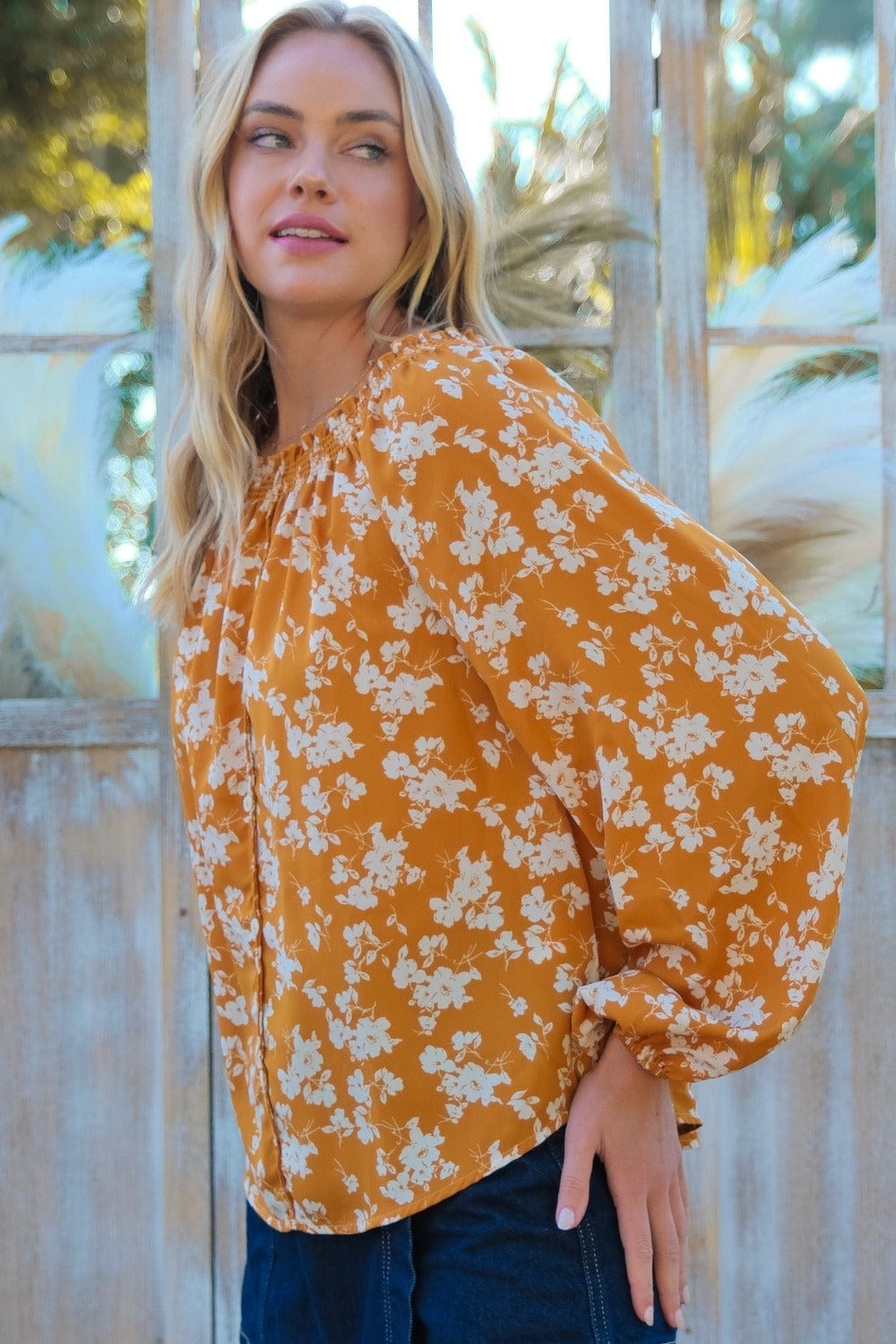 The802Gypsy Tops/Blouses & Shirts ❤️GYPSY-Hailey & Co-Floral Off-Shoulder Balloon Sleeve Blouse