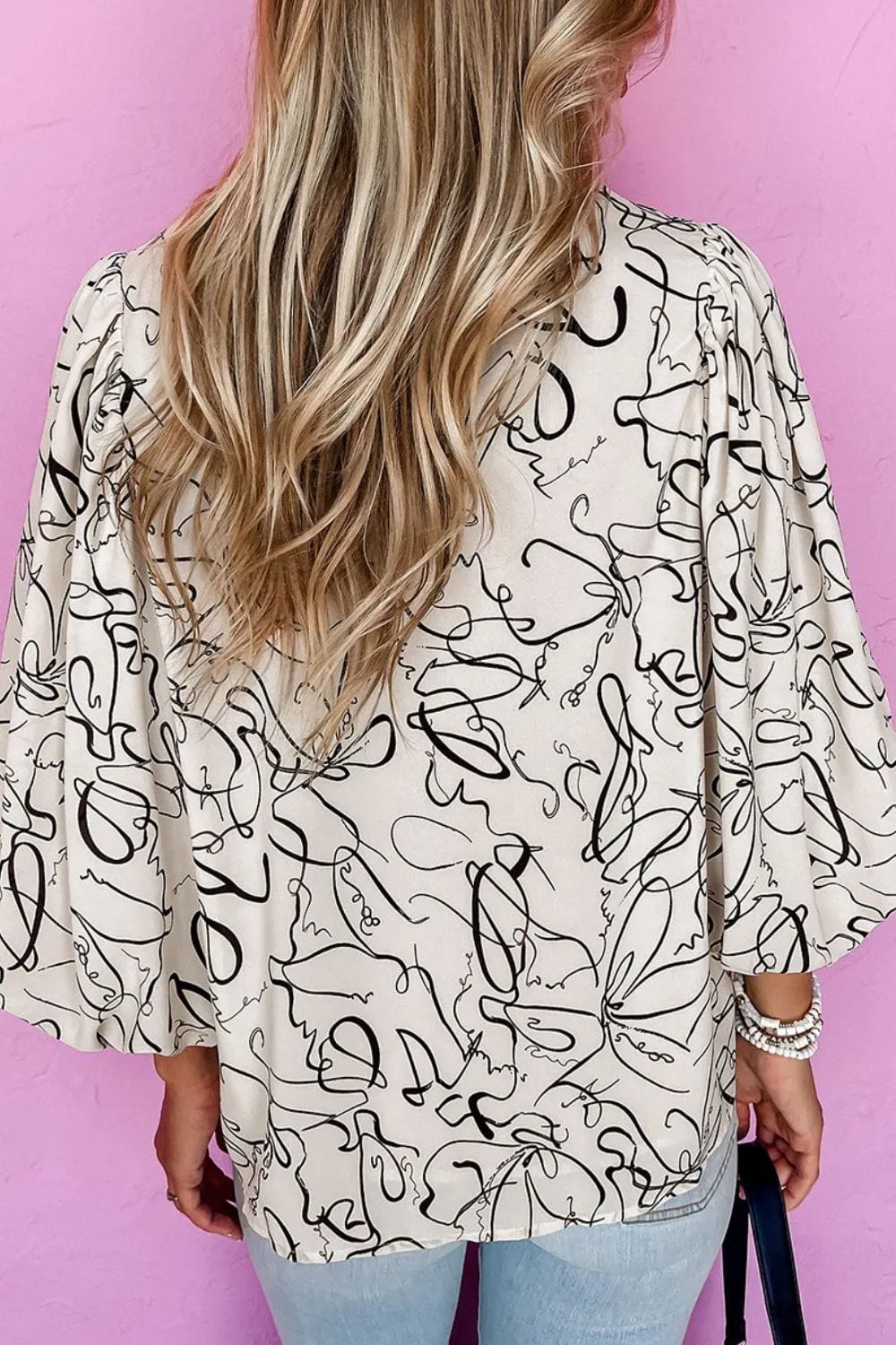 The802Gypsy Tops/Blouses & Shirts GYPSY-Printed Round Neck Three-Quarter Sleeve Blouse