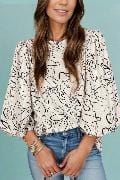 The802Gypsy Tops/Blouses & Shirts GYPSY-Printed Round Neck Three-Quarter Sleeve Blouse