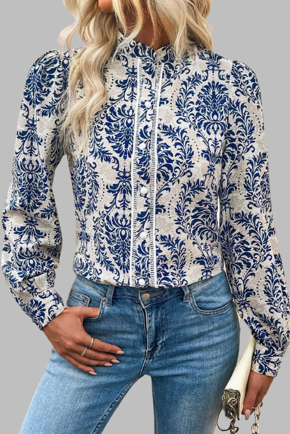 The802Gypsy  Tops/Blouses & Shirts TRAVELING GYPSY-Bohemian Printed Lace Styled Blouse ⏹️