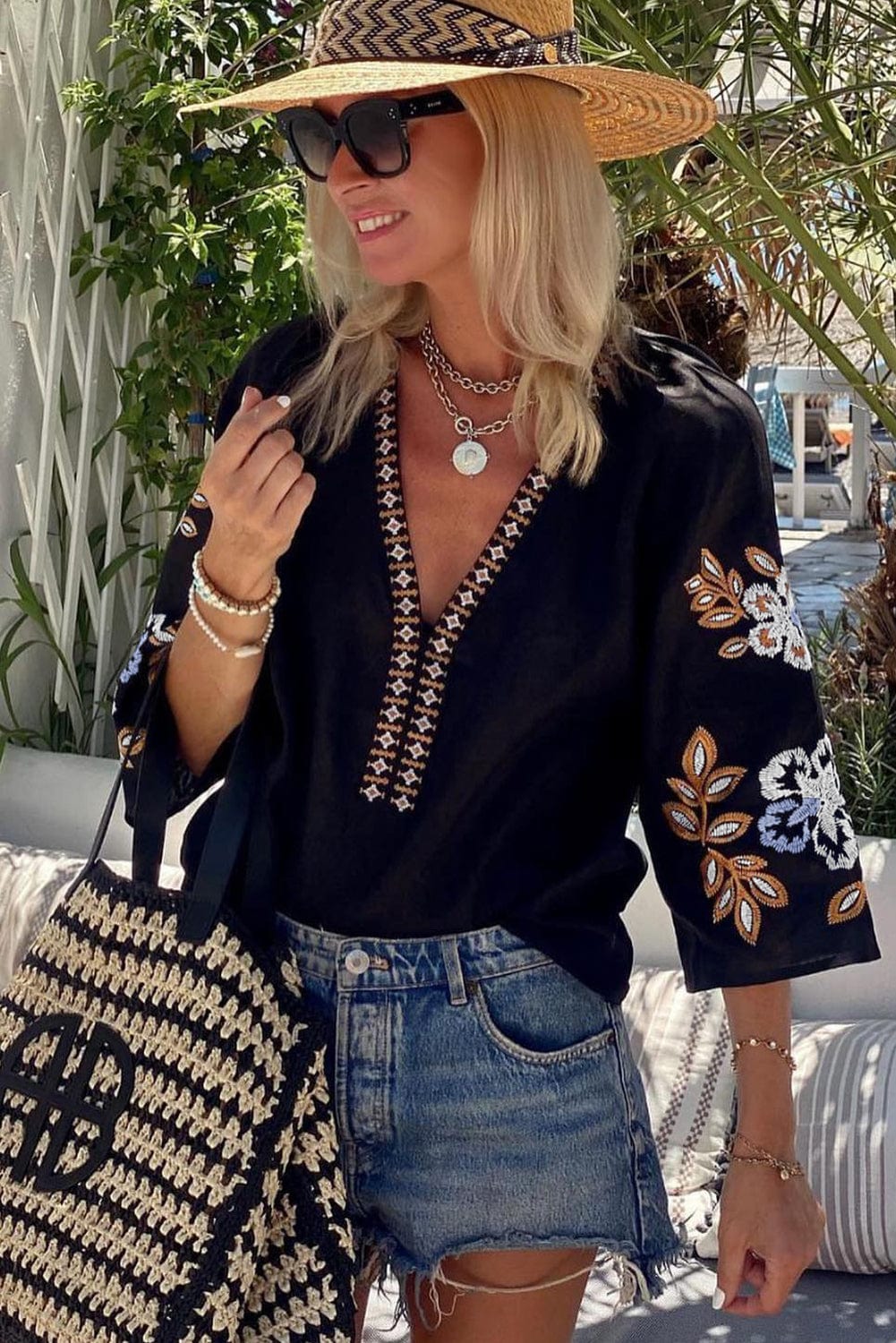 The802Gypsy  Tops/Blouses & Shirts TRAVELING GYPSY-Floral Embroidered Bohemian Inspired Blouse
