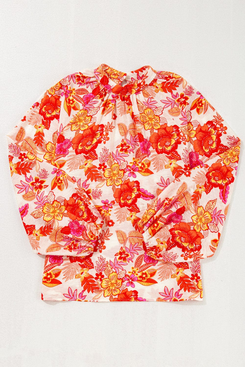 The802Gypsy  Tops/Blouses & Shirts TRAVELING GYPSY-Floral Print Pearl Button Keyhole Blouse