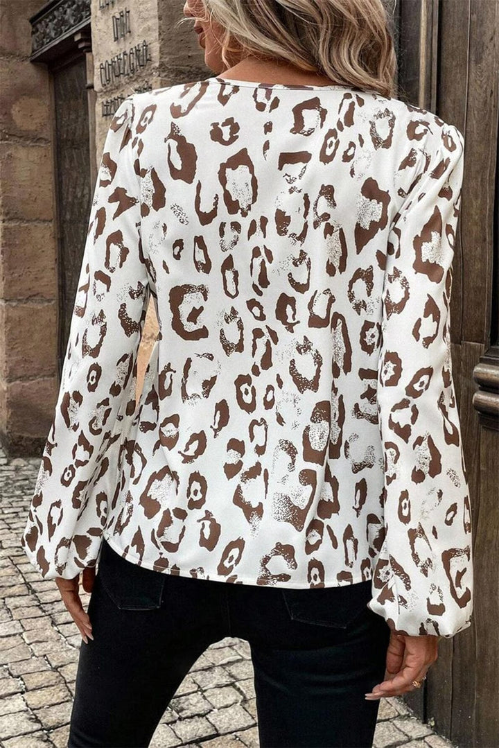 The802Gypsy  Tops/Blouses & Shirts TRAVELING GYPSY-Leopard Print Balloon Sleeve Blouse