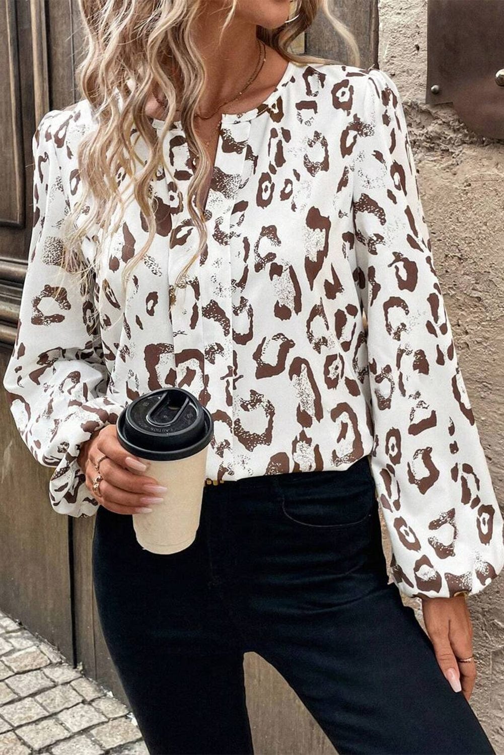 The802Gypsy  Tops/Blouses & Shirts TRAVELING GYPSY-Leopard Print Balloon Sleeve Blouse