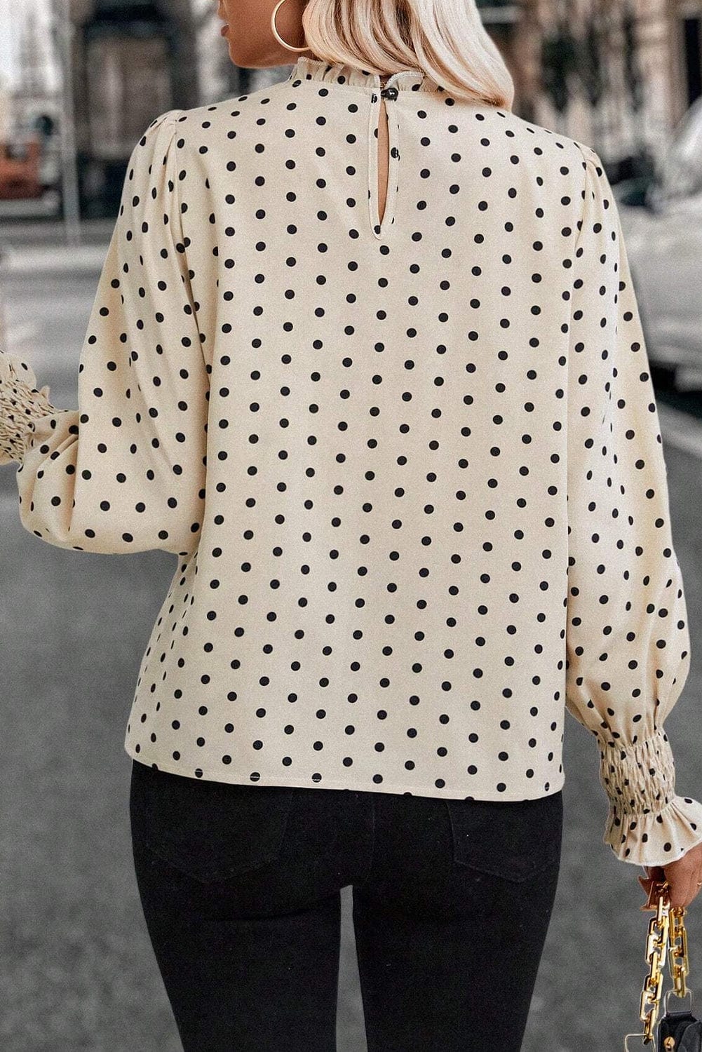 The802Gypsy  Tops/Blouses & Shirts TRAVELING GYPSY-Polka Dot Print Lantern Sleeve Blouse