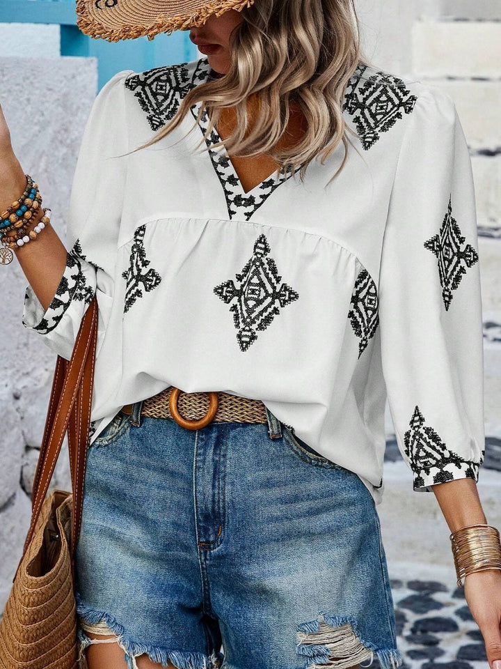 The802Gypsy Tops/Blouses & Shirts White / S GYPSY-Fashionably Chic Three-Quarter Sleeve Blouse ⏹️