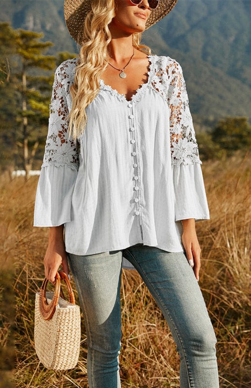 The802Gypsy Tops/Blouses & Shirts WHITE / S GYPSY GIRL-Pullover Chiffon Blouse