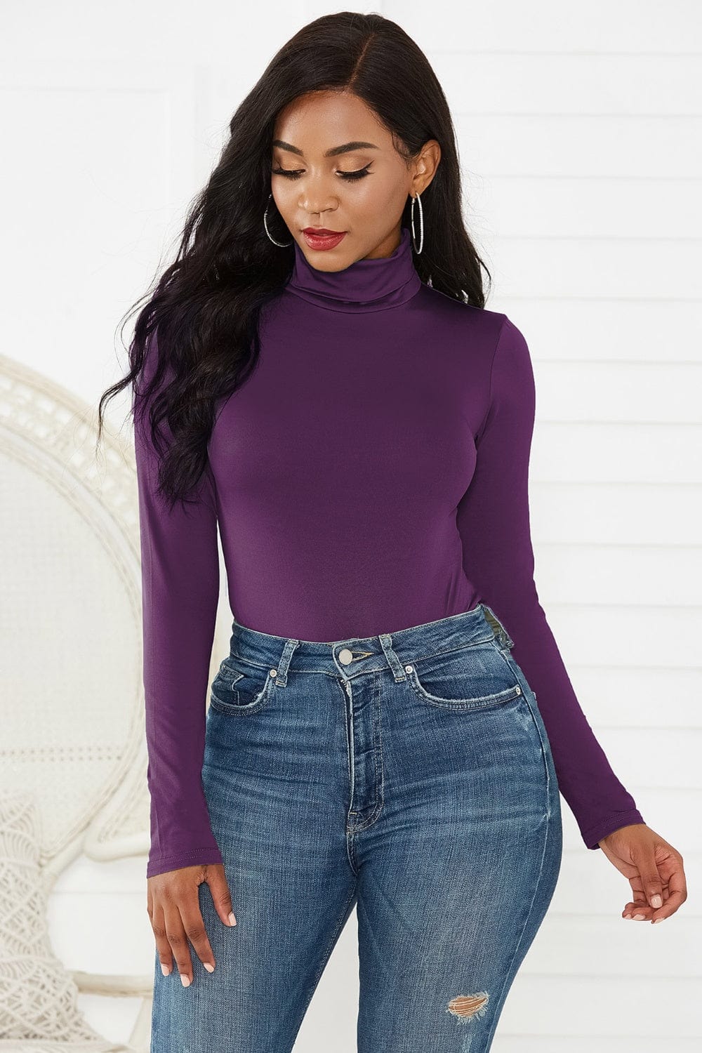 The802Gypsy Tops/Bodysuits Deep Purple / S GYPSY-Turtleneck Long Sleeve Bodysuit ⏹️