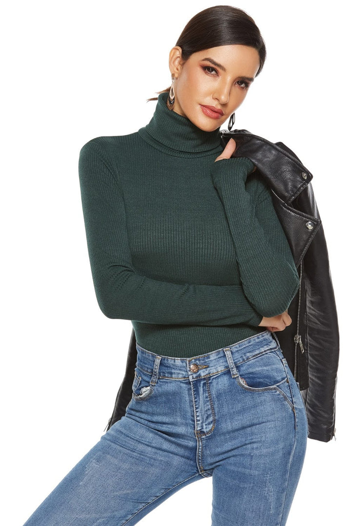 The802Gypsy Tops/Bodysuits Green / S GYPSY-Ribbed Turtleneck Long Sleeve Bodysuit