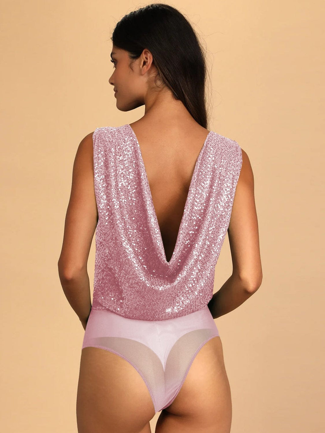 The802Gypsy Tops/Bodysuits GYPSY-Sequin Surplice Sleeveless Bodysuit