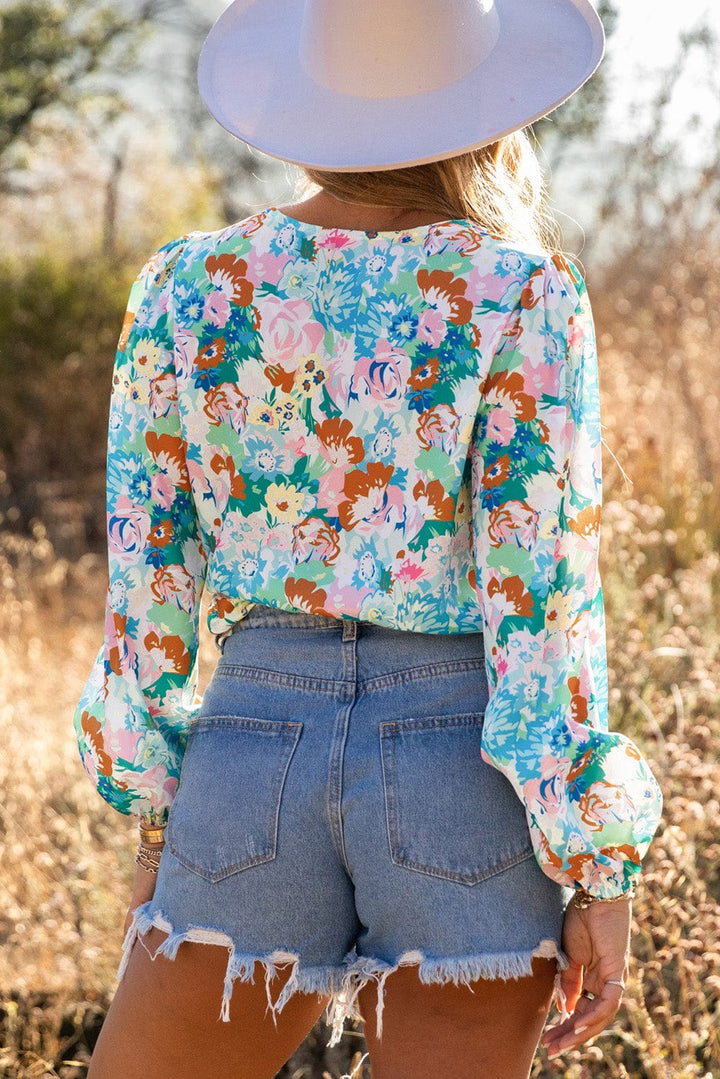 The802Gypsy  Tops/Bodysuits TRAVELING GYPSY- Floral Print Long Sleeve Bodysuit