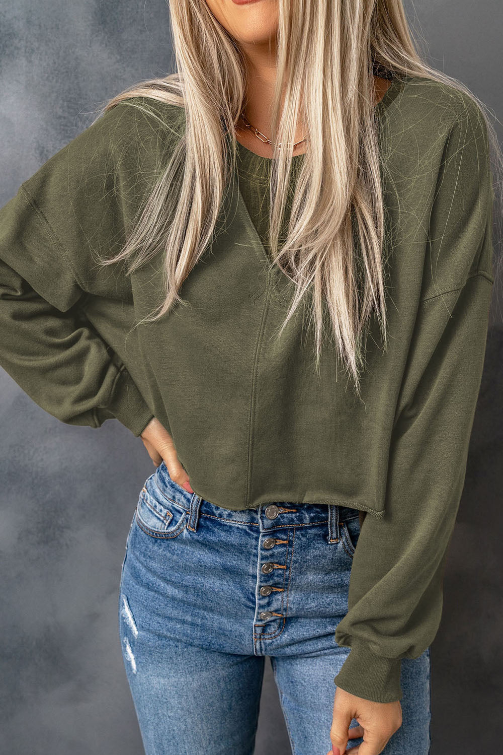 The802Gypsy  Tops Green / S / 95%Polyester+5%Elastane Traveling Gypsy Dylan Cropped Sweatshirt
