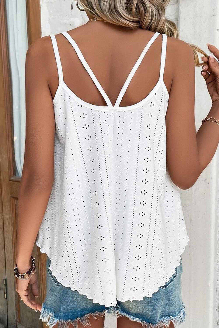 The802Gypsy  Tops GYPSY-Eyelet Strappy Scoop-Neck Tank Top