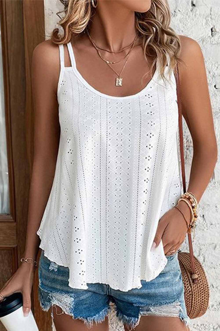 The802Gypsy  Tops GYPSY-Eyelet Strappy Scoop-Neck Tank Top