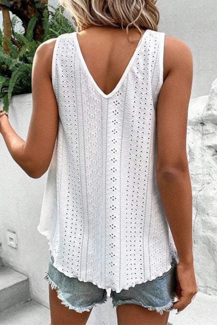 The802Gypsy  Tops GYPSY-Eyelet Strappy Scoop-Neck Tank Top