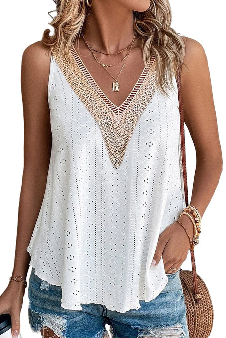 The802Gypsy  Tops GYPSY-Eyelet Strappy Scoop-Neck Tank Top