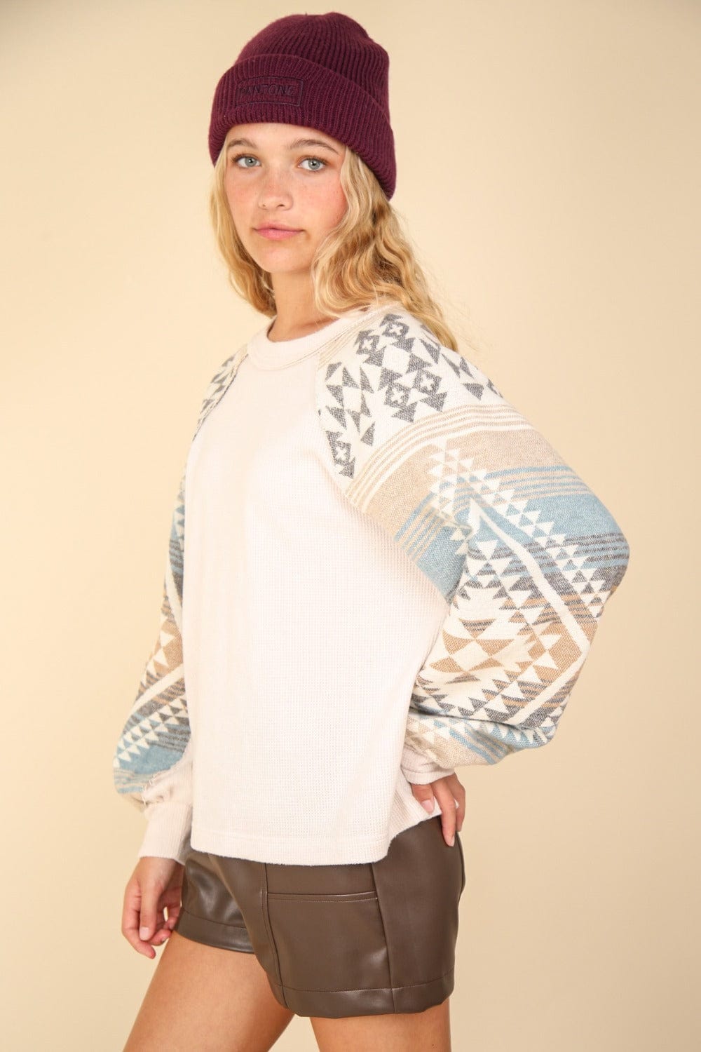 The802Gypsy Tops/Long Sleeve Tops ❤️GYPSY-VERY J-Printed Long Sleeve Round Neck Knit Top