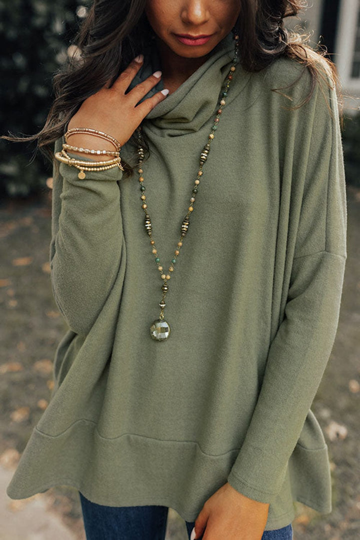 The802Gypsy  Tops/Long Sleeve Tops Jungle Green / S / 65%Polyester+30%Cotton+5%Elastane ❤️TRAVELING GYPSY-Cowl Neck Tunic Top