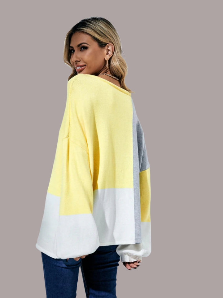 The802Gypsy Tops/sweater GYPSY-Color Block Boat Neck Sweater