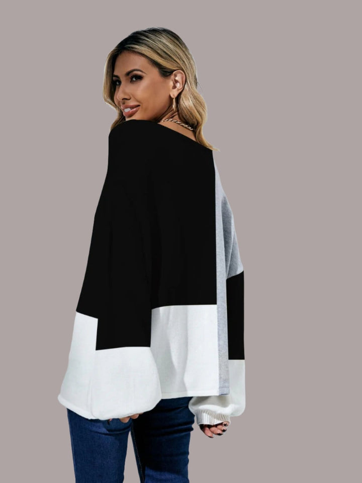 The802Gypsy Tops/sweater GYPSY-Color Block Boat Neck Sweater